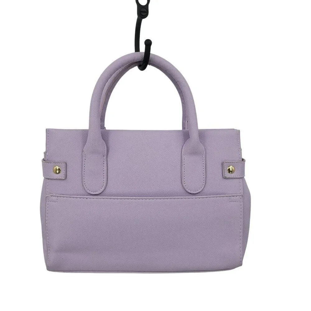 Bebe Womens Vegan Evie Satchel Bag Lilac Pastel Purple Faux‎ Leather Top Handle